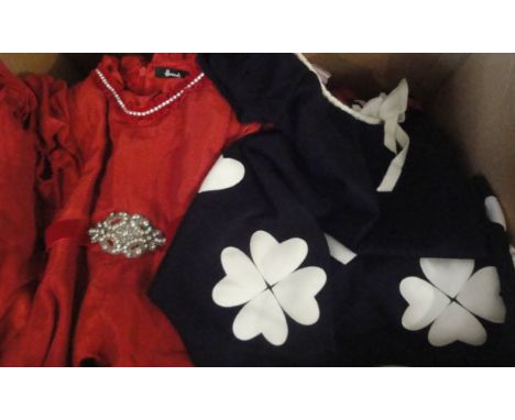 A box containing assorted girls' clothing to include a Harrod Tizzas coat, Paul Smith jacket, Christian Dior pink belted coat