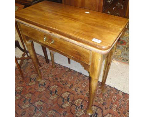 A early 20th Century mahogany card table, the rectangular top above a single drawer to cylindrical tapering legs and pad feet