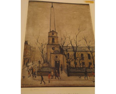 AFTER L. S. LOWRY "St. Lukes Church Old Street, London" , signed in pencil lower right, No'd. 850/497 and with studio stamp l