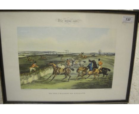 AFTER HENRY ALKEN "The Wrong Sort", colour print, together with AFTER J. BARENGER "The Earl of Derby's Stag Hounds" print 