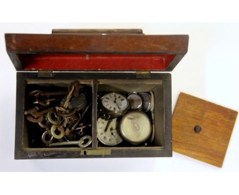 An early mahogany tea caddy and contents.
