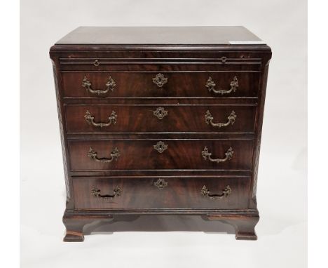 Mahogany and cross banded chest of drawers&nbsp;in the George III manner, the thumb moulded top over a brushing slide and fou