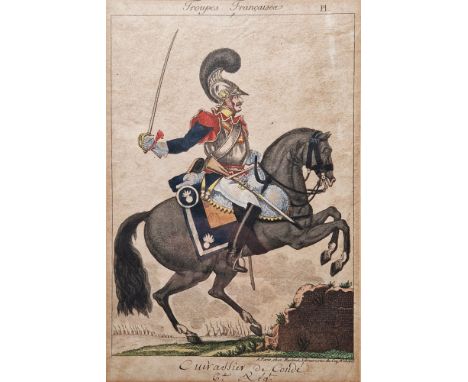 Collection of 19th century coloured engravings and lithographs of military interest, including: a framed panel of three colou