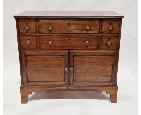 19th century mahogany side cabinet&nbsp;comprising an arrangement of four varying size cockbeaded drawers over two cupboard d