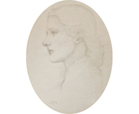 Burne-Jones (1833-1898), Sir Edward Coley  Collotype print  Head and shoulders portrait of Lucy Merrill, looking left, after 