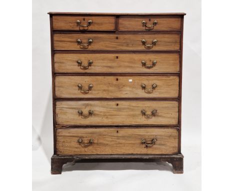 Mahogany large chest of two short and five long cockbeaded graduated drawers in the George III manner, the top with thumbnail