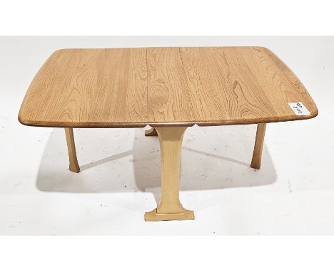 Ercol pale elm and beech drop-leaf Sutherland coffee table, raised on shaped supports with gatelegs, 68cm long x 46cm high&nb