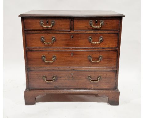 George III mahogany and cross banded chest of two short over three long graduating drawers with brass swan neck handles, the 