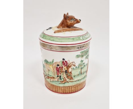 Wedgwood 'Tally Ho' silver-mounted jar and cover, circa 1900, printed and impressed marks, including Dye Ken John Peel 1829 s