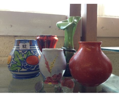 Five various vases including Radford and Art Deco.