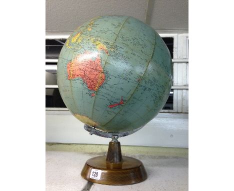 A mid 20th century Philip's Challenge globe on stand, circa 1961.