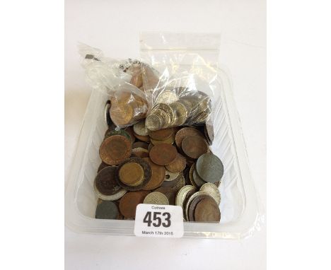 A quantity of silver and copper coins.