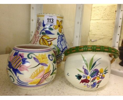 Three various white bodied Poole Pottery items.