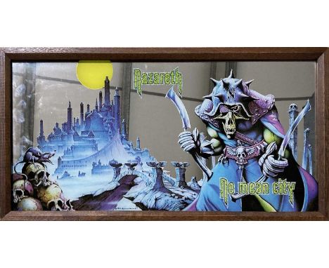 A promotional mirror issued c 1978 with Rodney Matthews artwork for Nazareth's 'No Mean City'. Frame measures 64 x 34cm. Exce