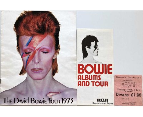 David Bowie memorabilia to include: Mel Bush / Mainman 1973 UK tour II programme, ticket for Glasgow, Green's Playhouse, 18th