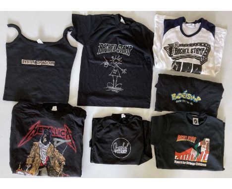 Seven items of music clothing to include: women's System of a Down to (one size), 1992 Metallica t-shirt (Brockum, XL), five 