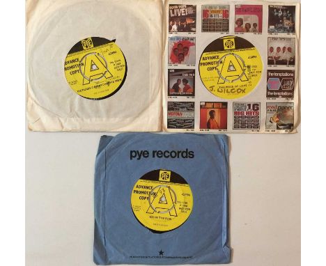 STATUS QUO - 7" UK PYE 60s PROMO RARITIES. A superb pack of 3 1960s 7" promo releases by Status Quo on the PYE label. Titles 