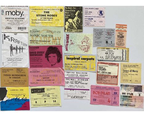 21 assorted ticket stubs for concerts c 1970s - 00s. Artists/gigs to include: Stone Roses Alexandra Palace, Simon and Garfunk