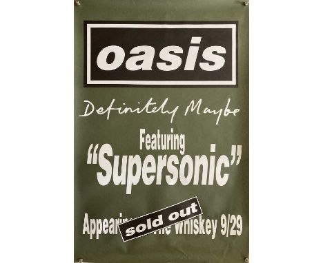 An original poster advertising the sold out (and subsequently infamous) concert at Whiskey A Go-Go in Los Angeles, 1994. Meas