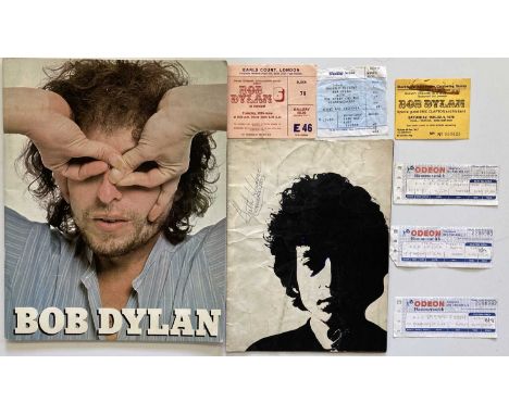 Bob Dylan memorabilia to include: 1966 concert programme signed to front of cover by Garth Hudson, six ticket stubs, a 1978 c