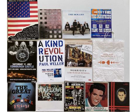 Collection of concert and promotional memorabilia: a reproduction 1979 U2 poster, Morrissey BMG mini poster, Paul Weller post