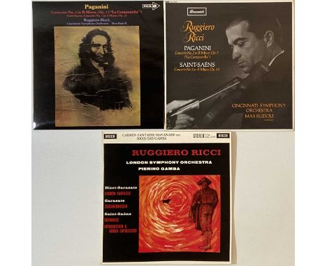 RUGGIERO RICCI - LPS. Expert selection of 3 x UK LP recordings featuring the magnificent Ruggiero Ricci. Works are Carmen Fan
