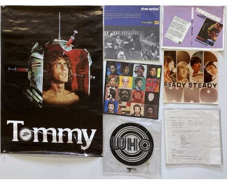 Collection of 'The Who' ephemera to include: 1975 'Tommy' poster (pub by 'Just Posters', approx 24 x 35", water damage), an i