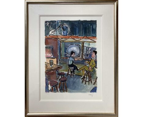 A mounted and framed 2009 giclee print of a work by Bob Dylan titled 'Truckstop'. Hand-numbered (281/295) and signed by Bob D