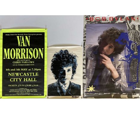 Posters to include: 1985 CBS poster (24 x 35" approx), a c 1960s pop art style poster (15 x 22.5"), a 'Times They Are..' post