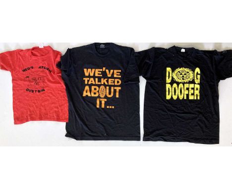 Three sought after NAD t-shirts: first ever design in red (M), We've Talked About It... (XL) limited to 30, Dog Doofer (XL) f