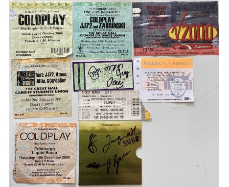 Collection of signed concert memorabilia: V Festival 2000 ticket signed to reverse by Johnny, Will and Chris Martin (with doo