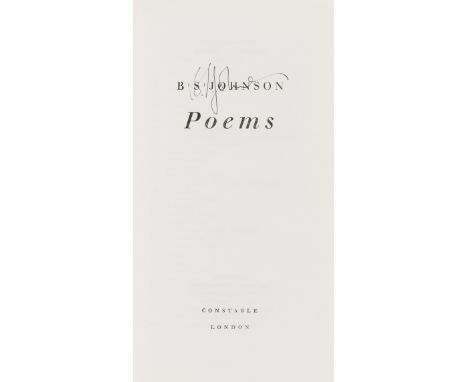 Johnson (B. S.) Poems, first edition, signed and inscribed by author, original cloth, slight bumping to corners and extremiti