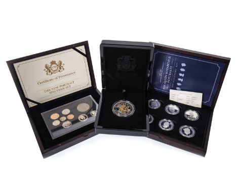 H.M. QUEEN ELIZABETH II PORTRAITS THE SCULPTORS SET, comprising six coins, in capsules, in box, with certificate; along with 