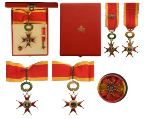 Commander`s Cross for Civil, 90x55 mm, gilt Silver, red enamel on both sides; dark-blue enameled centre medallion with separa