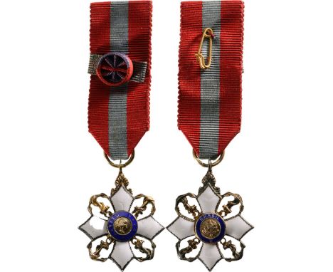 Grand Officer's Miniature, 2nd Class, instituted in 1934. Breast Badge, 34x26 mm, gilt Silver, enameled (small restoration), 