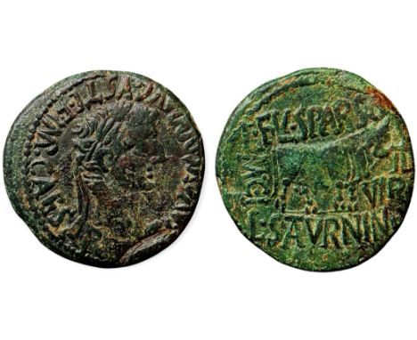TI AVGVS DIVI AVGVSTI F IMP CAESAR, laureate head of Tiberius right / L FVL SPARSO above, L SATVRNINO in exergue, M CI - II/V
