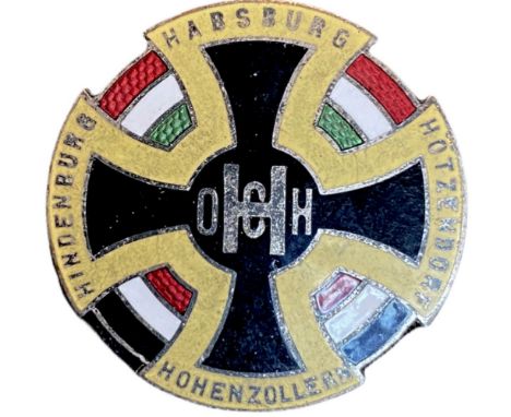 Breast Badge, 29 mm, silvered Metal, enameled, horizontal pin on the back. Very attractive and rare! I R!