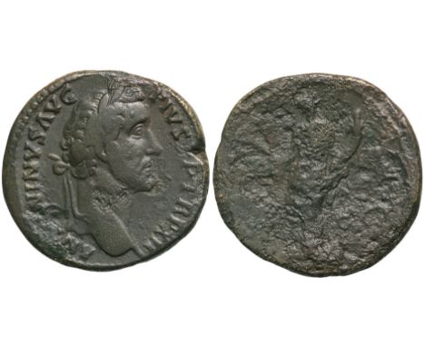ANTONINVS AVG PIVS P P TR P XII, laureate head to right/ (COS II)II, Aequitas standing to left, holding scales and cornucopia