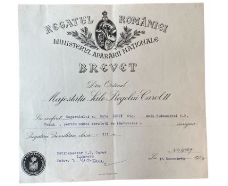 3rd Class. Awarding Document to a Corporal for his work as an instructor, 225x214 mm, dated 15.12.1936.  Rare! I R! 