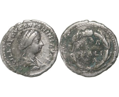 LVCILLAE AVG ANTONINI AVG F, Draped bust to right / VOTA PVBLICA, within a laurel wreath. RIC 791. Scarce! VF R!