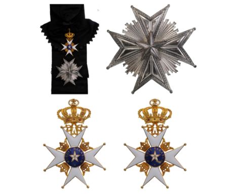 Grand Cross Set, 1st Class, 1st Type, instituted in 1748. Sash Badge, 80x55 mm, GOLD, both sides enameled, both central medal