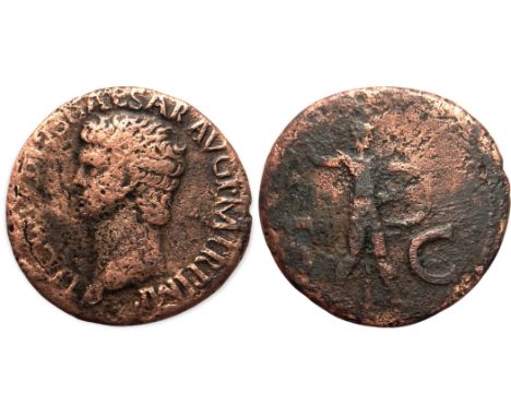 TI CLAVDIVS CAESAR AVG P M TR P IMP, bare head to left / Minerva standing facing, head to right, hurling javelin and holding 