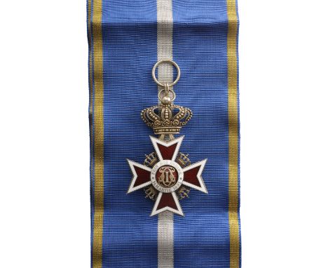 Grand Cross Badge, 2nd Model, Military in Time of Peace. Sash Badge, 80x60 mm, gilt Silver, hallmarked "164-38-crown", maker'