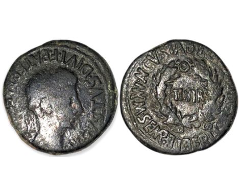  AVGVSTVS. DIV. F. PATER. PATRIAE, laureate head of Augustus right/ II.VIR within laurel wreath, MVN. AVGVSTA. BILBILIS. M. S