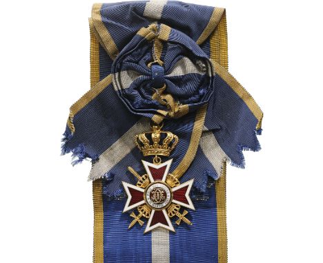 Grand Cross Badge, 2nd Model, Military. Sash Badge, 80x60 mm, gilt Bronze, both sides red enameled,original suspension device