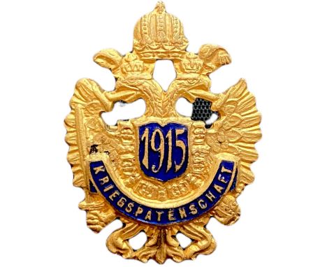 Breast Badge, 28x20 mm, gilt Metal, partially enameled, horizontal pin on the back. Scarce! I R!