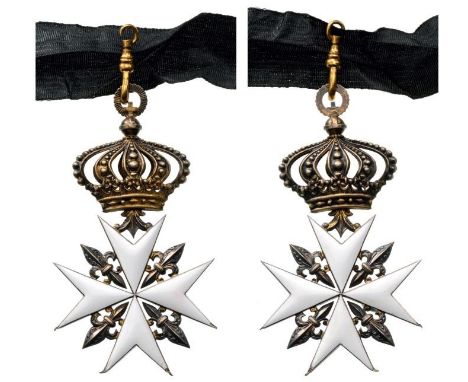 Magistral Commander's Cross. Neck Badge, gilt Silver, obverse enameled, original crown suspension device and silk ribbon. Nic