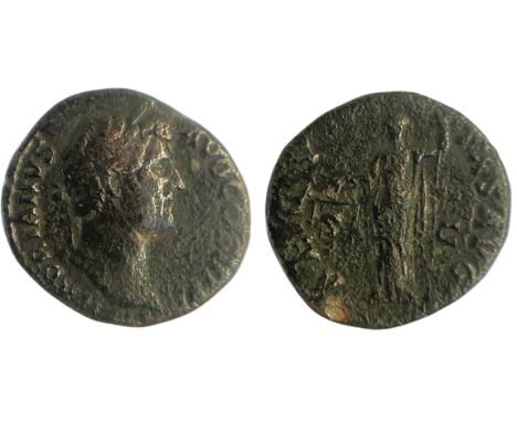 HADRIANVS AVG COS III P P, laureate head to right / AEQVITAS AVG, Aequitas standing to left, holding scales and sceptre, SC a