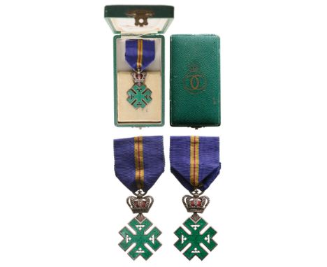 Knight`s Cross. Breast Badge, Silver, emerald green enameled, the inside of crown red enameled, with original suspension ring