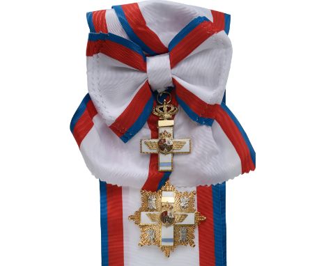 Grand Cross Set Blue Division, 1st Class, instituted in 1945. Sash Badge, 61x42 mm, gilt Silver, multipart construction, supe